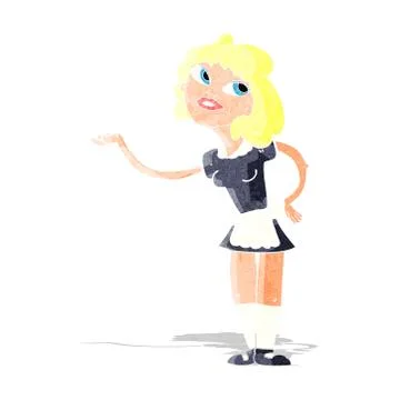 Cartoon waitress serving Stock Illustration