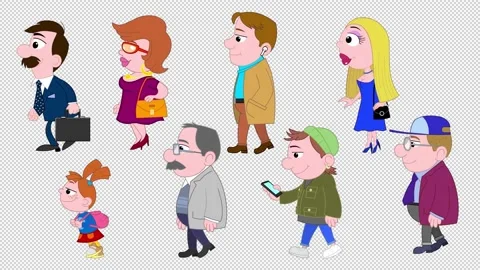 Cartoon walking people isolated. Stock Footage 236854436