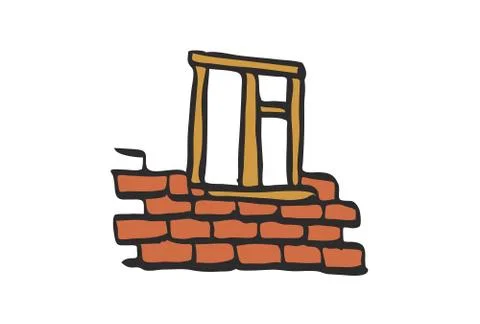 Cartoon Wall brick construction Stock Illustration