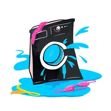 The cartoon washing machine broke down. Vector illustration Stock Illustration