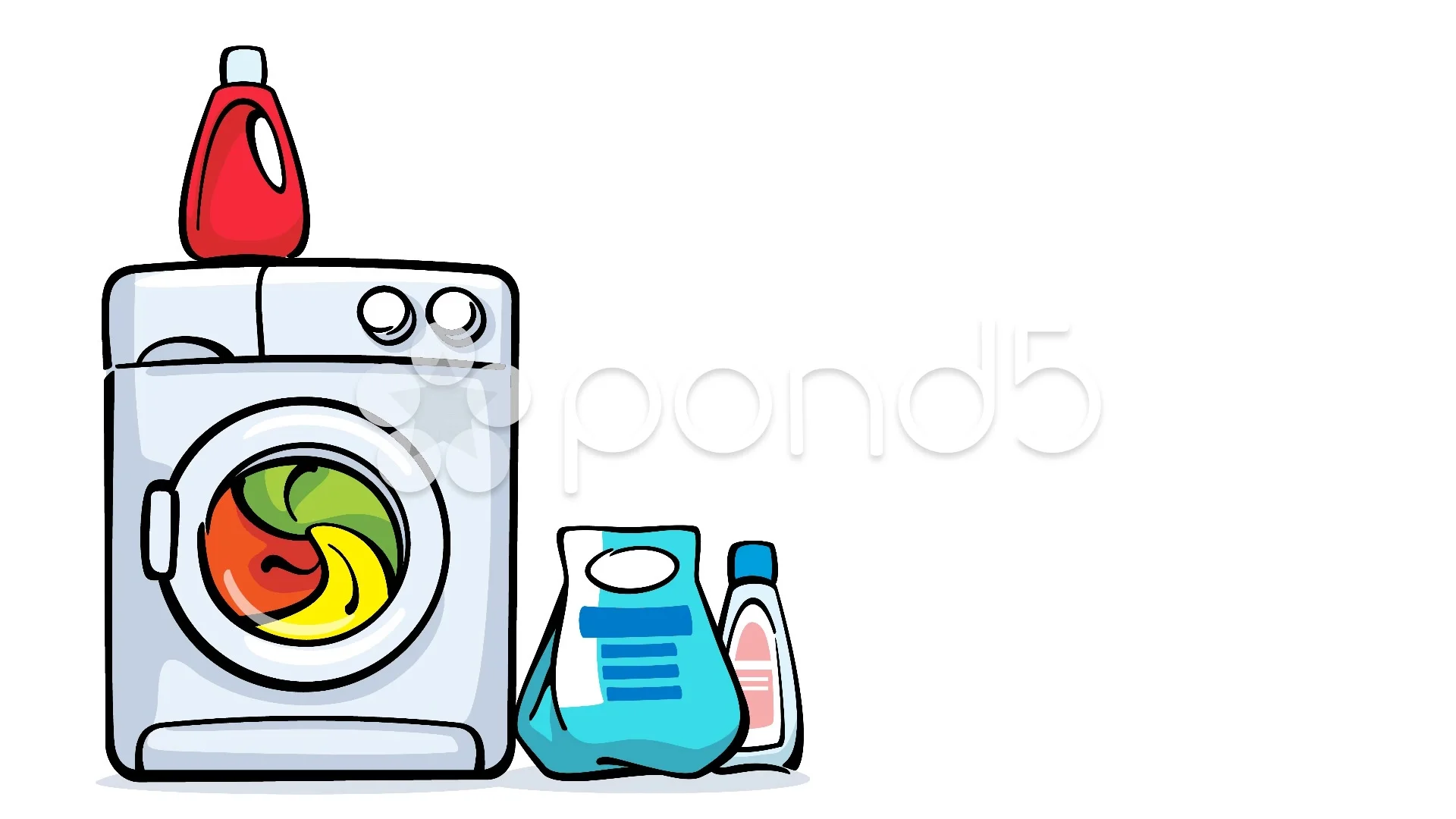 cartoon washing machine working | Stock Video | Pond5