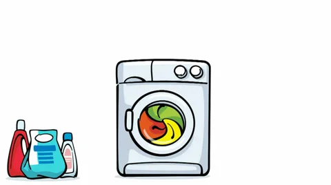 Cartoon washing machine working Stock Footage 38127643