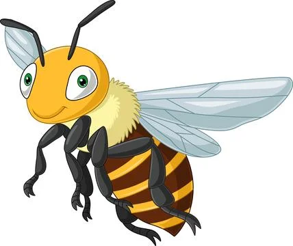 Cartoon wasp flying on white background Stock Illustration