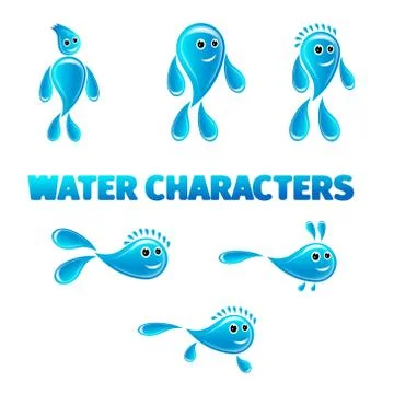 Cartoon water characters Stock Illustration