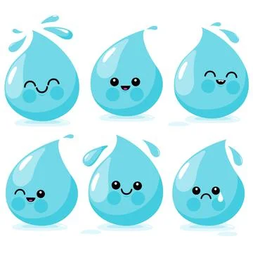 Cartoon water drop characters. Vector illustration Stock Illustration