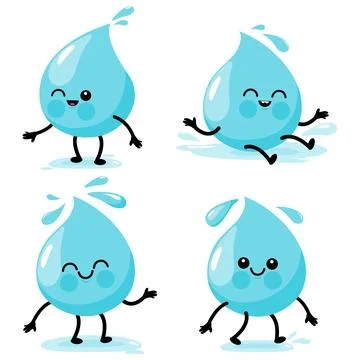 Cartoon water drop characters. Vector illustration Stock Illustration