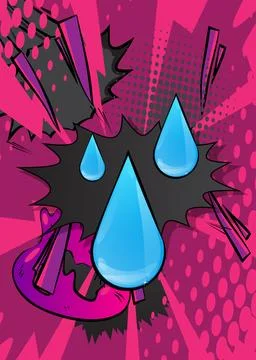Cartoon Water Drop, comic book Raindrop. Retro vector comics pop art design. イラスト素材