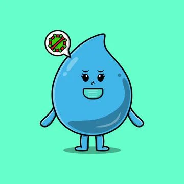Cartoon water drop using mask to prevent virus Stock Illustration