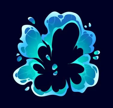 Cartoon water flow splash with blue liquid drops Stock Illustration