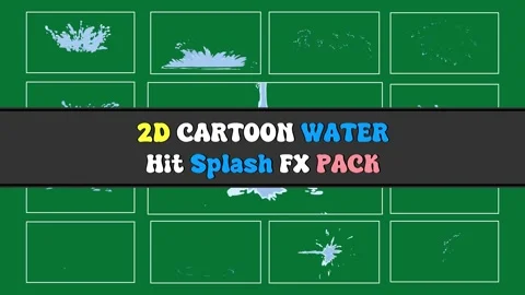 Cartoon Water FX Pack | 2D Splash Drops and Liquid Motion Animation Elements Видео 333254096