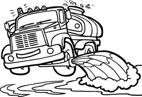 Cartoon watering machine. border Stock Illustration
