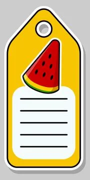 Cartoon watermelon. Notebook label. Note label. Vector stickers Stock Illustration
