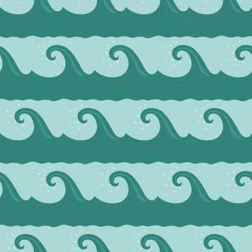 Cartoon waves seamless pattern Stock Illustration