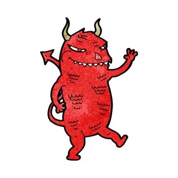 Cartoon waving devil Stockillustratie