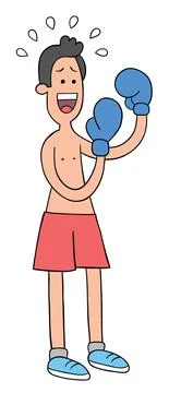 Cartoon weak and scared boxer man, vector illustration Illustrazione stock