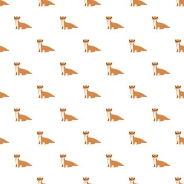 Cartoon weasel animals creating seamless pattern background Stock Illustration