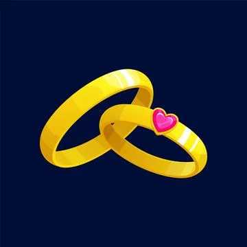 Cartoon wedding rings of gold with ruby gemstone Stockillustratie