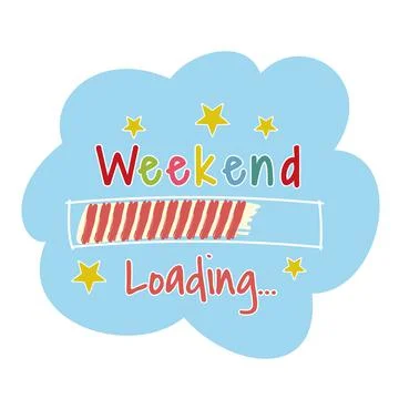 Cartoon Weekend loading progress bar isolated on a white background. Stock Illustration