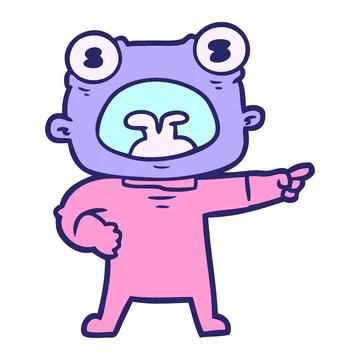 Cartoon weird alien shouting in bright neon color Stock Illustration
