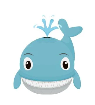 Cartoon whale front view Illustrazione stock