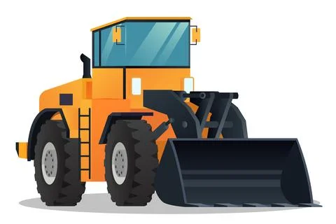 Cartoon Wheel Loader or Bulldozer Isolated Illustration Stock Illustration