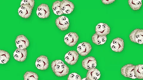 Cartoon White Blood Cells Falling on Green Screen Background Stock Footage 340195025