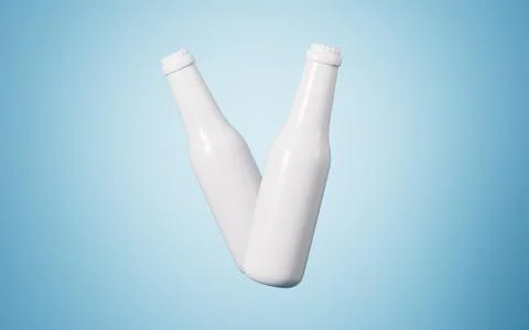 Cartoon white bottled drinks model, 3d rendering. Stock Illustration