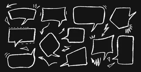 Cartoon white bubbles with rough crayon texture and graffiti style. Abstract Stock Illustration