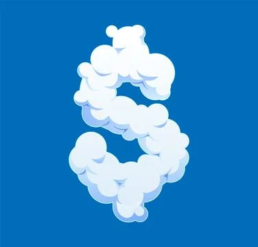 Cartoon white cloud font dollar currency sign Stock Illustration