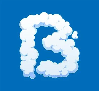 Cartoon white cloudy sky font letter B Stock Illustration