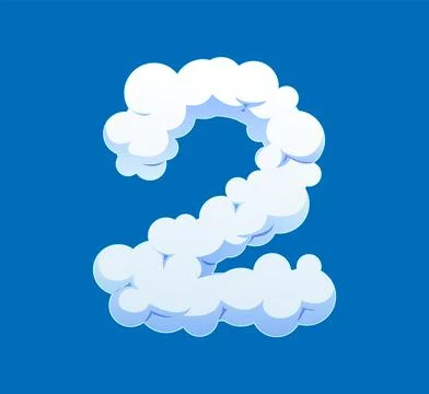 Cartoon white cloudy sky font number 2 two Stock Illustration