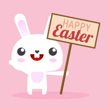Cartoon White Easter Bunny Stock Illustration