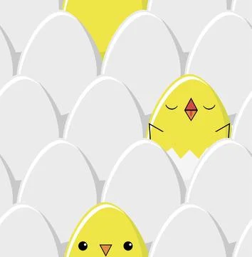 Cartoon white eggs. Happy easter seamless pattern. Illustrazione stock