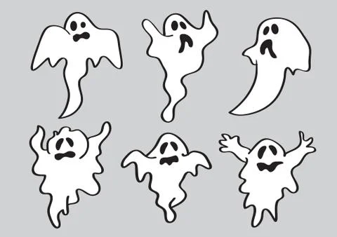 Cartoon White Ghost Vector Illustration Stock Illustration