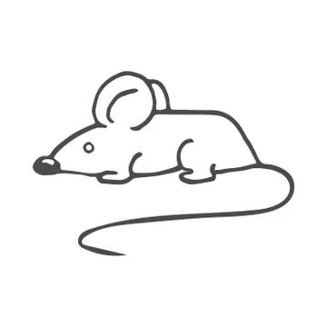 Cartoon white mouse. Vector illustration isolated on white background. Stock Illustration