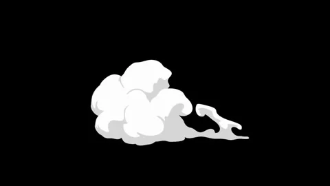 Cartoon White Smoke Explosion Clouds Animation FX on Black Background. Stock Footage 321549957