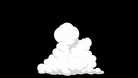 Cartoon White Smoke Explosion Clouds Animation FX Isolated on Black Background. Stock Footage 321550041