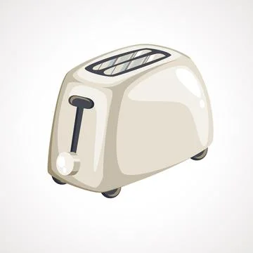 Cartoon white toaster vector illustration. White household appliance Stock Illustration