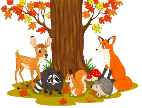 Cartoon wild creatures in the forest Illustrazione stock