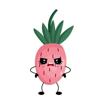 Cartoon wild strawberry with a sad expression and small limbs Stock Illustration