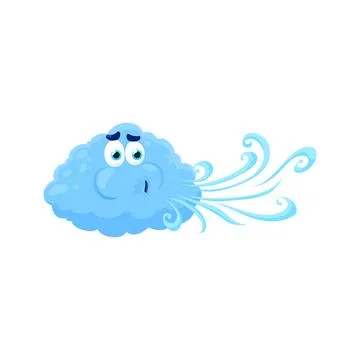 Cartoon wind character vector blue whimsical cloud Stock Illustration