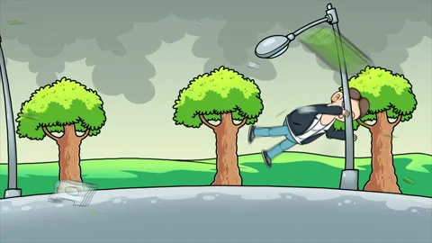 Cartoon Wind Man Flying Stock Footage 283908910