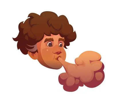 Cartoon wind symbol face blowing a strong air puff Stock Illustration
