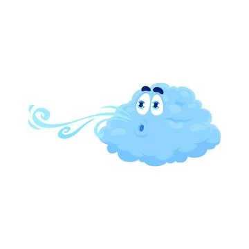 Cartoon wind weather character, mischievous cloud Stock Illustration