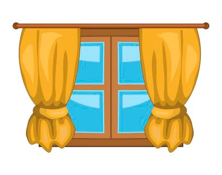Cartoon window with curtains vector symbol icon design. Illustrazione stock