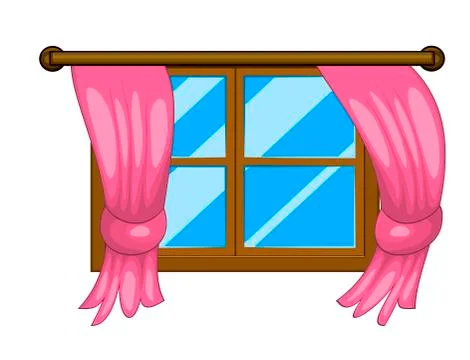 Cartoon window with curtains vector symbol icon design. Stock Illustration