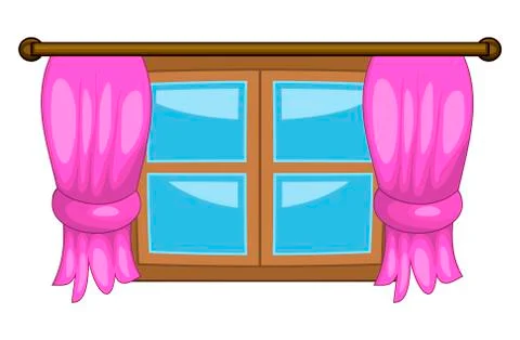 Cartoon window with curtains vector symbol icon design. Stock Illustration