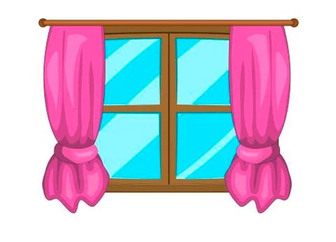 Cartoon window with curtains vector symbol icon design. Stock Illustration