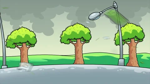 Cartoon Windy Day Stock Footage 283908808