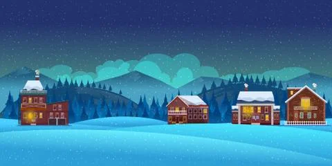 Cartoon winter landscape background Stock-Illustration